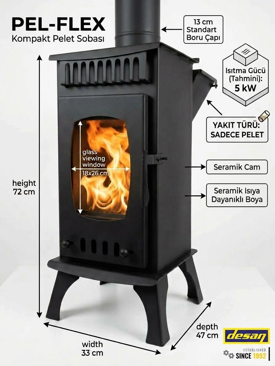 PEL FLEX KOMPAKT PELET SOBASI 5 KW